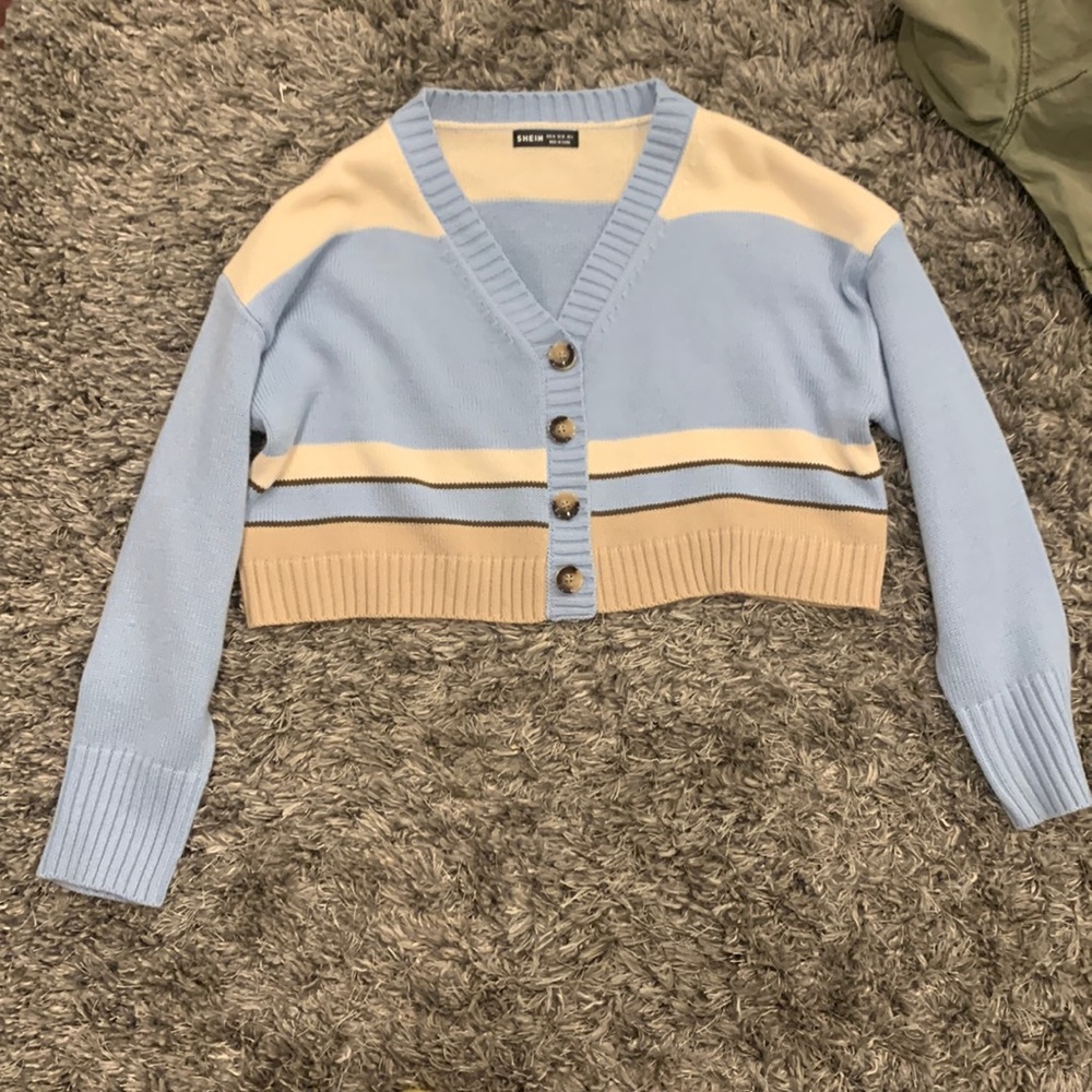 Shein button cropped sweater